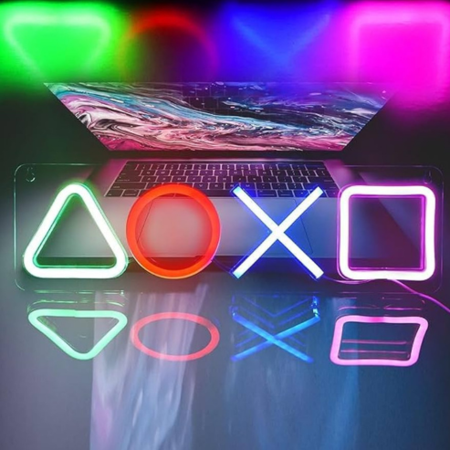 Enseigne au néon avec icône de jeu